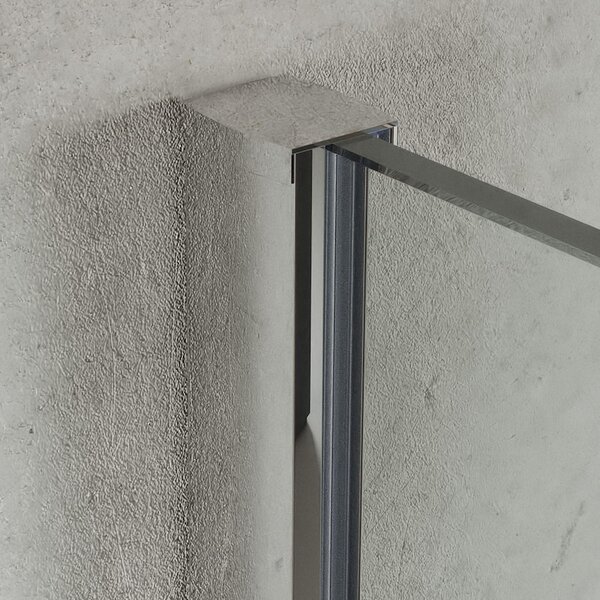 Erga Paris, Mampara de dus Walk-In 60x200 cm cu polita si suport pentru prosoape, sticla transparenta 8 mm, profil cromat, ERG-V02-PARIS-060x200-CL-C…