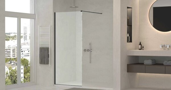 Erga Paris, Paravan de duș walk-in 50x200 cm, sticlă mată 8mm, profil negru, ERG-V02-PARIS-050x200-FR-BK