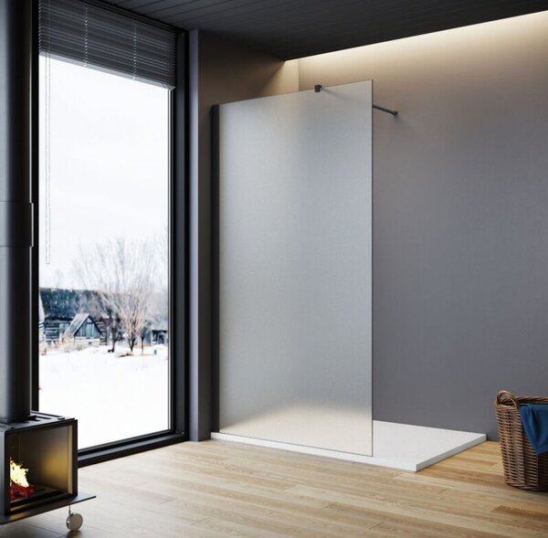 Erga Paris, Paravan de duș walk-in 50x200 cm, sticlă mată 8mm, profil negru, ERG-V02-PARIS-050x200-FR-BK