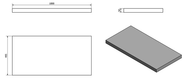 Sapho Blat lavoar Sapho, AVICE 100x50cm, grosime 5cm, stejar alb vechi, AV105