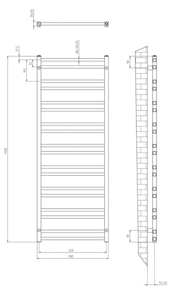 Sapho Radiator Sapho, METRO DOS 550x1430 mm, cromat, IR430R