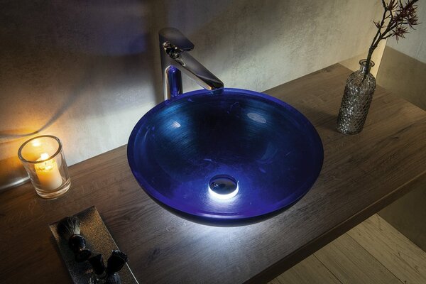 Sapho Sapho, lavoar de blat din sticlă MURANO BLU, diametru 40cm, albastru, AL5318-65