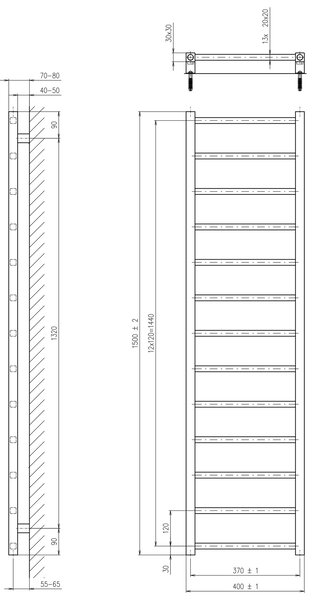 Sapho Sapho, radiator METRO LIGHT 400x1500 mm, cromat, IR447R