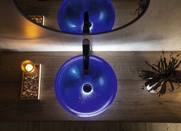 Sapho Sapho, lavoar de blat din sticlă MURANO BLU, diametru 40cm, albastru, AL5318-65