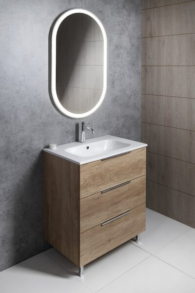 Sapho Sapho, dulap lavoar CIRASA 69,8x75x46cm, 3x sertar, stejar Alabama, CR731-2222