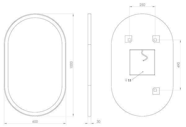 Sapho Sapho, oglinda PARGA ovala cu iluminare LED 60x100 cm, PG600
