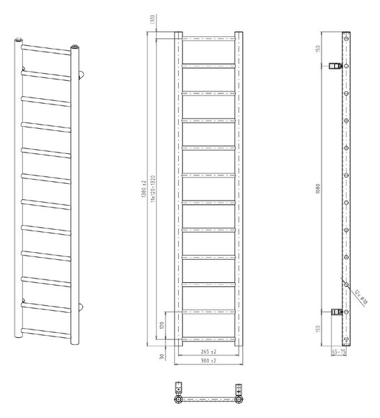 Sapho Radiator Sapho, DINA 300x1380 mm, alb, IR363W