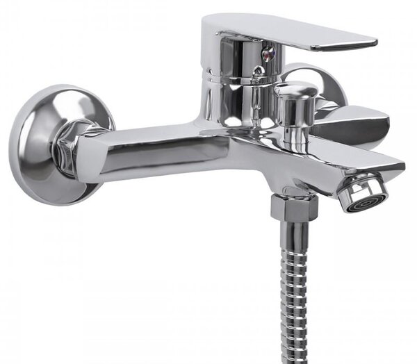 Baterie cadă Erga Hary, montată pe perete cu set de duș manual, cromată, ERG-YKA-BW.HARY-CHR