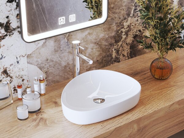 Gamma Bianco, lavoar ceramic asimetric 50x40 cm, alb lucios, GMA-UC-BIANCO