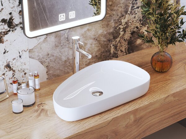 Gamma Elia, lavoar ceramic asimetric 65x40 cm, alb lucios, GMA-UC-ELIA
