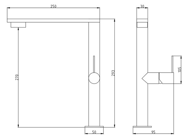 Gamma Nook Pro, baterie înaltă pentru chiuvetă h-293, negru mat, GMA-BNKP-BK