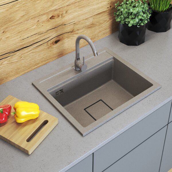 Gamma Quadro 5850, chiuvetă din granit cu 1 compartiment 580x495x220 mm, bej, GMA-ZLE000231