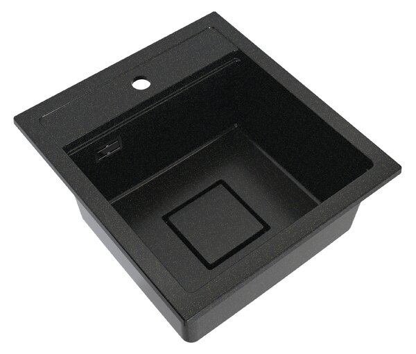 Gamma Quadro 4550, chiuvetă din granit cu 1 compartiment 450x495x220 mm, negru-auriu, GMA-ZLE000222
