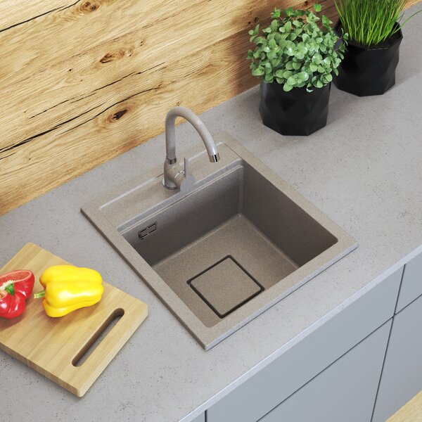 Gamma Quadro 4550, chiuvetă din granit cu 1 compartiment 450x495x220 mm, bej, GMA-ZLE000219