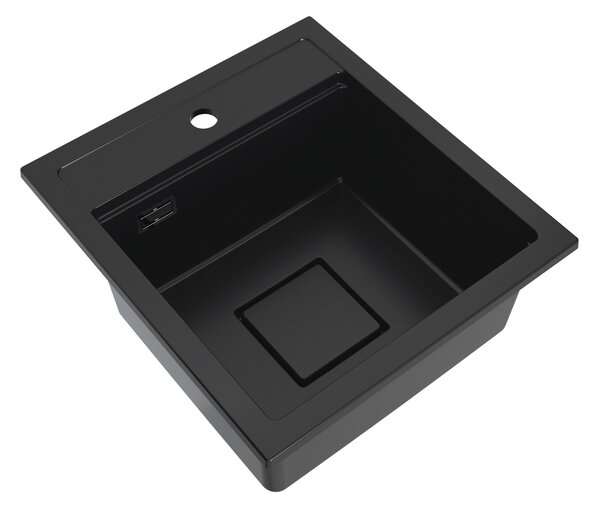 Gamma Quadro 4550, chiuvetă din granit cu 1 compartiment 450x495x220 mm, neagră, GMA-ZLE000217
