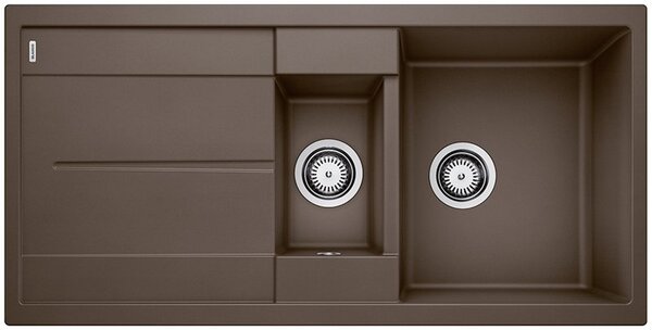 Blanco Metra 6 S, chiuvetă silgranit 1000x500x190 mm, 1,5 camere, maro închis, BLA-515046