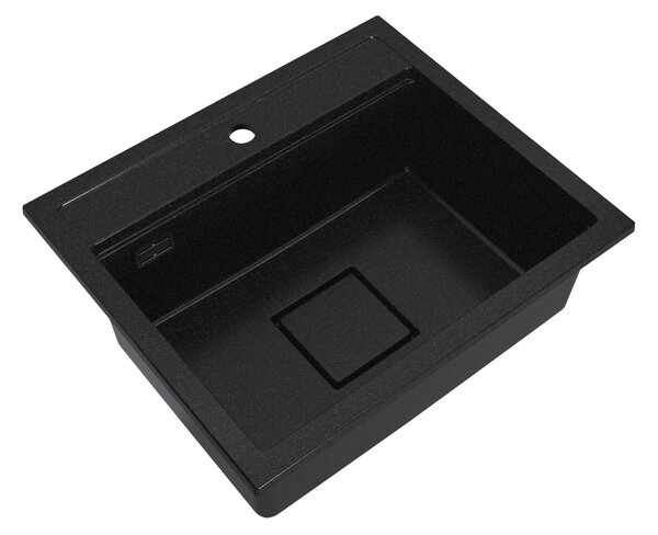 Gamma Quadro 5850, chiuvetă din granit cu 1 compartiment 580x495x220 mm, negru-auriu, GMA-ZLE000232