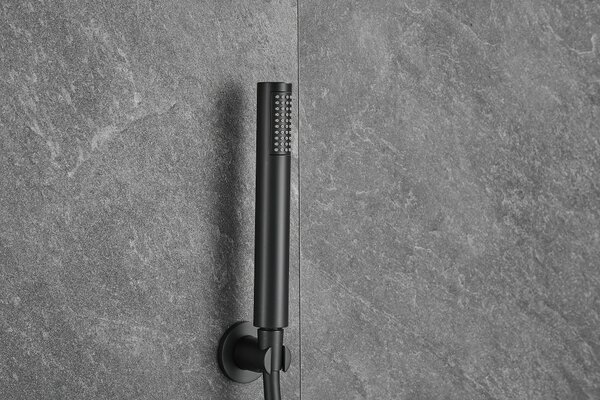 Gamma Roy, baterie termostatică pentru cadă cu set de duș manual, negru mat, GMA-BRYPWT-BK