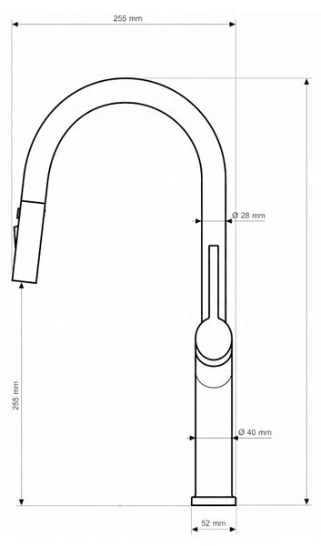 Gamma Round, baterie chiuvetă înaltă h-559, cromată, GMA-BRDP-CH