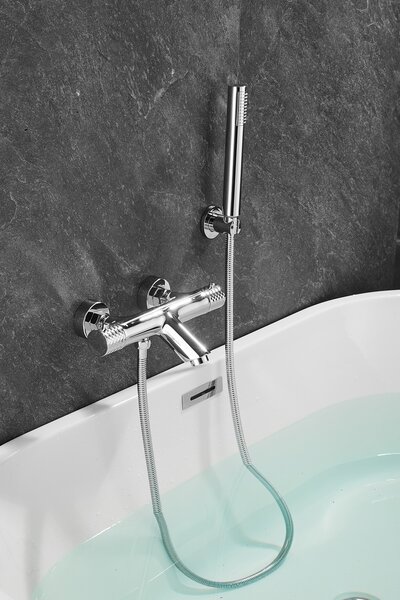 Gamma Roy, baterie termostatică pentru cadă cu set de duș manual, cromat, GMA-BRYPWT-CH