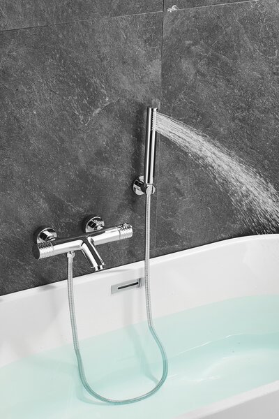 Gamma Roy, baterie termostatică pentru cadă cu set de duș manual, cromat, GMA-BRYPWT-CH