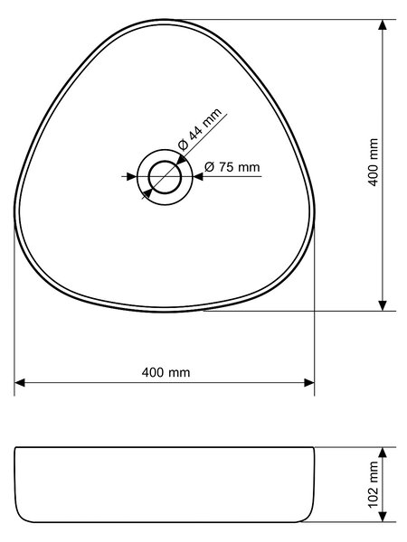 Gamma Vaso, lavoar asimetric 40x40 cm, alb lucios, GMA-UC-VASO