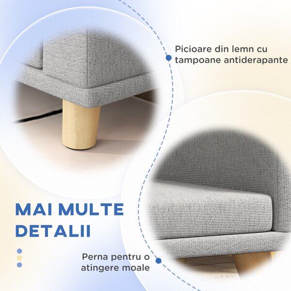 PawHut Canapea pentru Câini cu Picioare Înălțate și Pernă Detașabilă, 98x67x25 cm, Gri | Aosom Romania