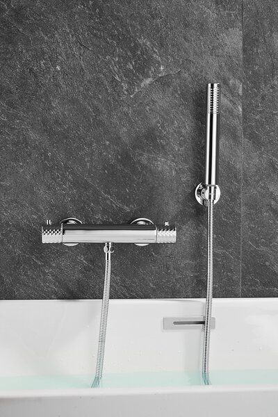 Gamma Gamma, baterie de duș termostatică de perete cu set de duș manual, cromată, GMA-BRYPNT-CH