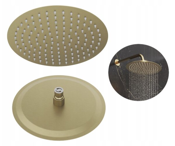 Gamma Gamma, cap de duș rotund din oțel inoxidabil 30 cm, auriu mat, GMA-DMO30-BGD