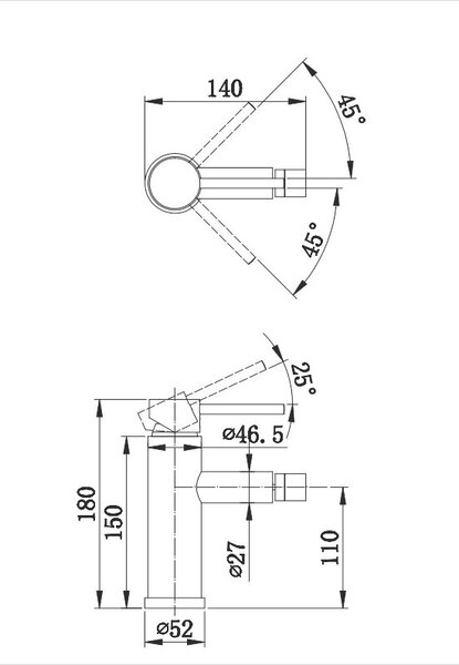 Gamma Roy, robinet bideu h-180, auriu mat, GMA-BRYPB-BGD