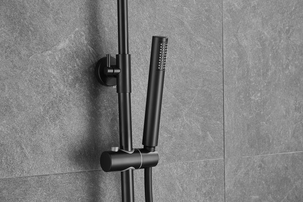 Gamma Roy, set de duș cu baterie termostatică, negru mat, GMA-BRYPZNT-BK