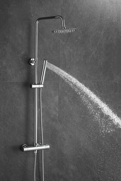 Gamma Roy, set de duș cu baterie termostatică, crom, GMA-BRYPZNT-CH