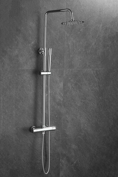 Gamma Roy, set de duș cu baterie termostatică, crom, GMA-BRYPZNT-CH
