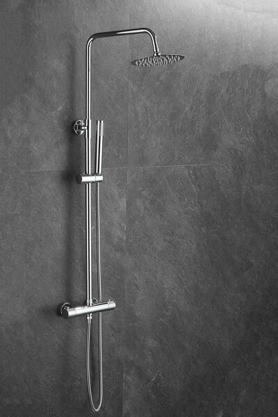 Gamma Roy, set de duș cu baterie termostatică, crom, GMA-BRYPZNT-CH