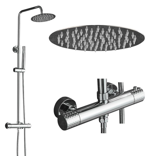 Gamma Roy, set de duș cu baterie termostatică, crom, GMA-BRYPZNT-CH
