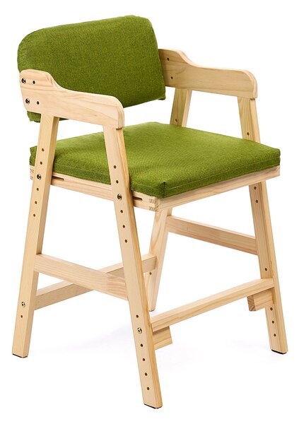 Scaun inalt din lemn onuvio®, reglabil pentru copii de la prescolari la adolescenti, cu trepte, scaun de masa pentru copii sau de studiu cu husa detasabila, - verde