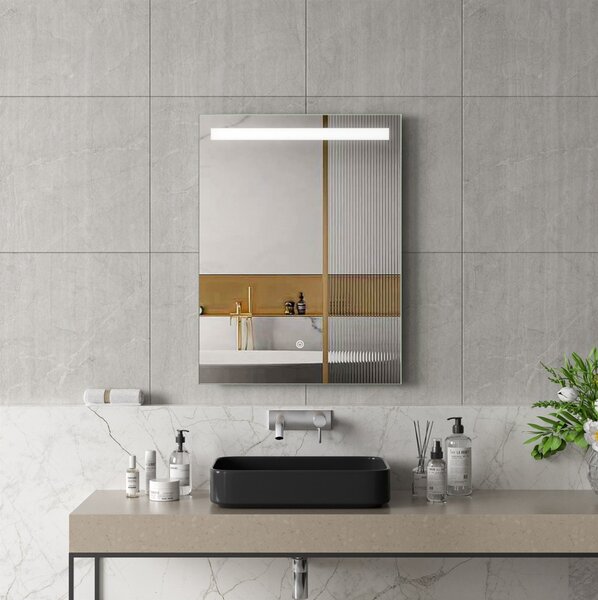 Erga Scarlet, oglindă LED dreptunghiulară 60x80cm, 460 lm, 3 culori de lumină, iluminare frontală, ERG-V01-128-6080-00