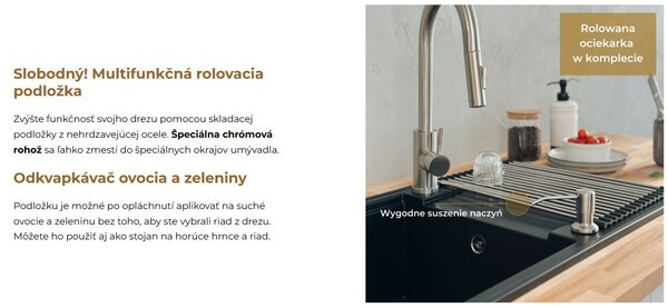 Chiuvetă de bucătărie din granit Sink Quality Sink55 780x460x215 mm + sifon grafit, grafit, SKQ-SINK.G.1KDOL.XB