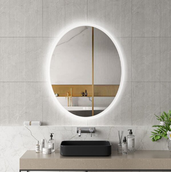 Erga Paola, oglindă ovală LED 80x100cm, 2645 lm, 3 culori de lumină, iluminare față și spate, ERG-V01-302-1080-00