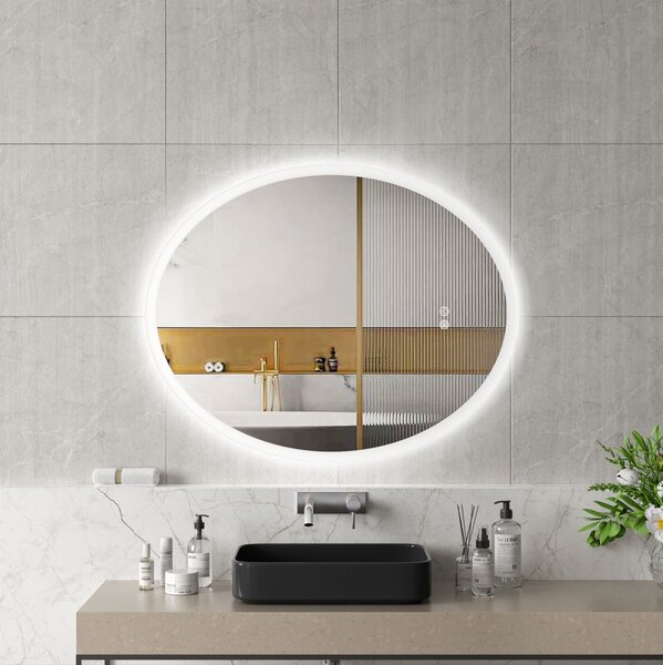 Erga Paola, oglindă ovală LED 80x100cm, 2645 lm, 3 culori de lumină, iluminare față și spate, ERG-V01-302-1080-00