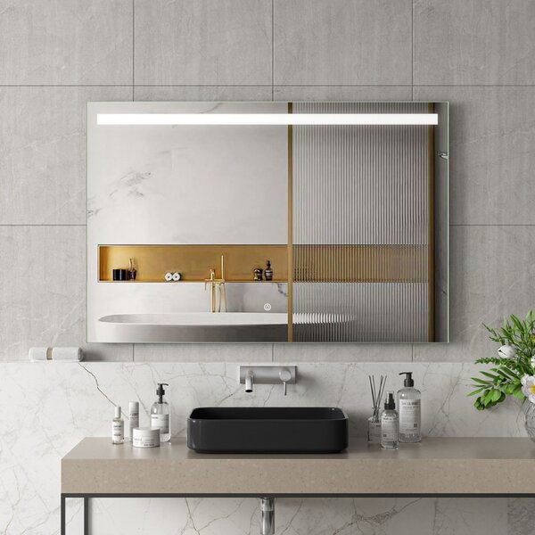Erga Scarlet, oglindă LED dreptunghiulară 120x80cm, 920 lm, 3 culori de lumină, iluminare frontală, ERG-V01-128-1280-00