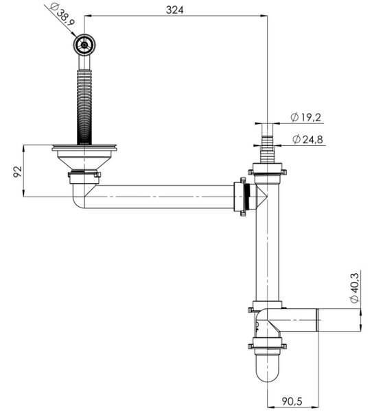 Chiuvetă de bucătărie din granit Sink Quality Sink55, 780x460x215 mm + sifon cromat, neagră cu puncte aurii, SKQ-SINK.L.1KDOL.X