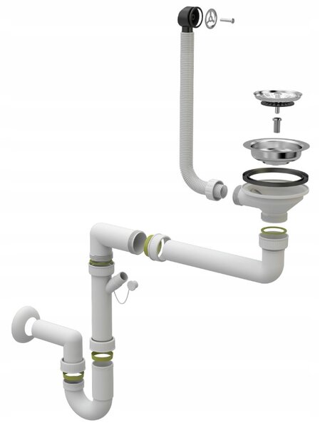 SINK Quality Chiuveta Quality Ferrum 50, chiuveta granit bucatarie 490x450x195 mm + sifon crom, alb, SKQ-FER.W.1K50.X
