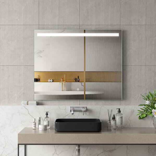 Erga Scarlet, oglindă LED dreptunghiulară 100x80cm, 690 lm, 3 culori de lumină, iluminare frontală, ERG-V01-128-1080-00