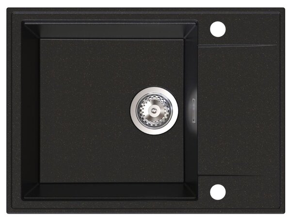Chiuvetă de bucătărie din granit Sink Quality Sink55, 620x460x215 mm, neagră cu puncte aurii, SKQ-SINK.L.1KKO