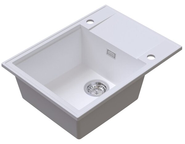 Chiuvetă de bucătărie din granit Sink Quality Sink55, 620x460x215 mm, albă, SKQ-SINK.W.1KKO