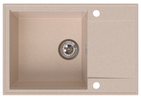 Chiuvetă de bucătărie din granit Sink Quality Sink55, 680x460x215 mm + sifon cromat, bej, SKQ-SINK.P.1KDO.X