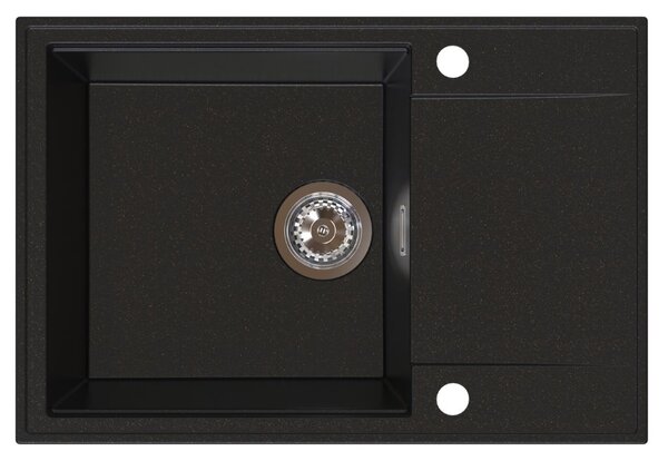 Chiuvetă de bucătărie din granit Sink Quality Sink55, 680x460x215 mm, neagră cu puncte aurii, SKQ-SINK.L.1KDO