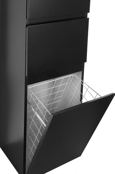 Aqualine Aqualine, Dulap înalt ALTAIR cu coș 40x184x31cm, negru mat, dreapta, AI685R