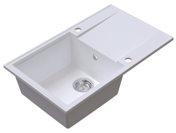 Chiuvetă de bucătărie din granit Sink Quality Sink55, 780x460x215 mm, albă, SKQ-SINK.W.1KDOL
